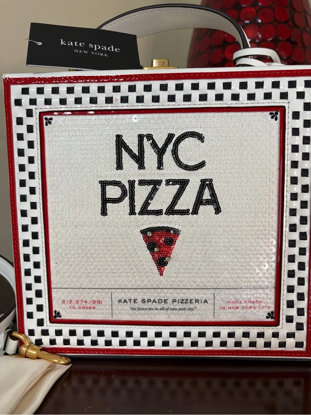 NWT Kate Spade Slice 3D Pizza Box Top Handle Crossbody Bag KB299 MSRP $498
